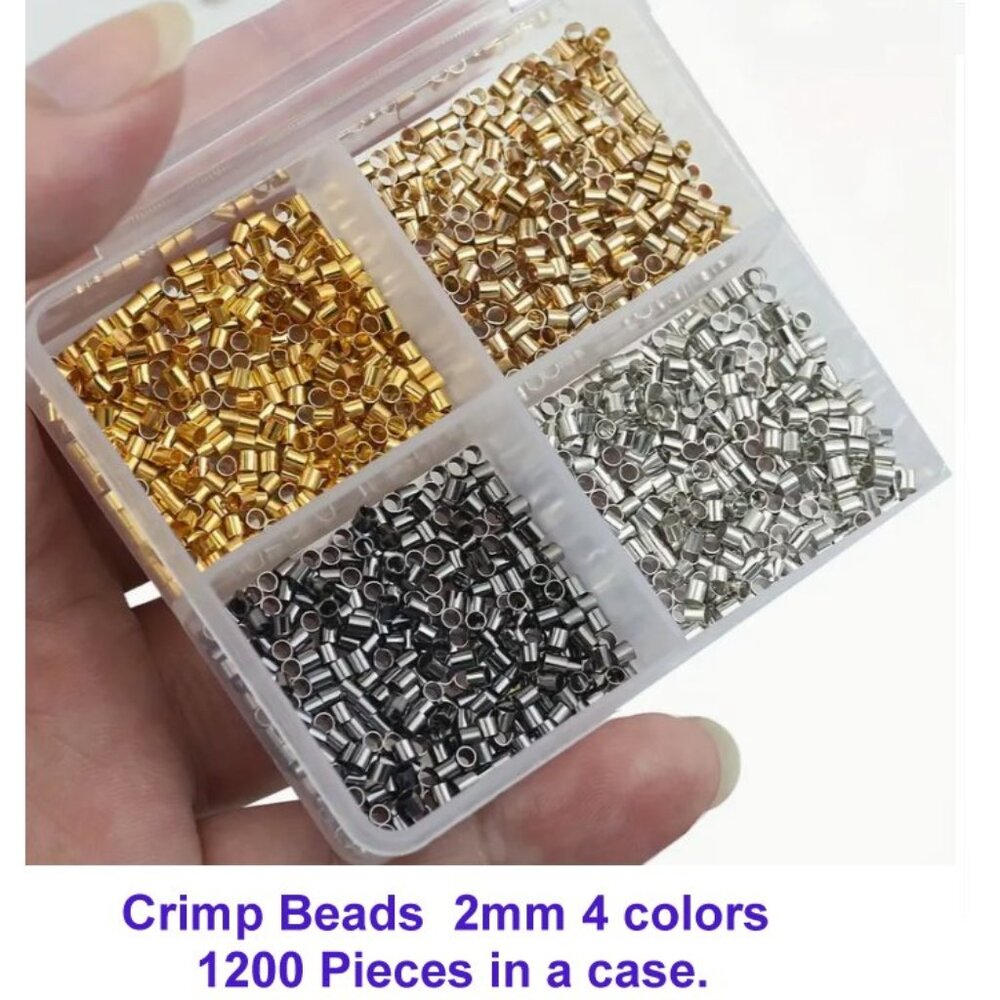 Crimp Tube Beads  -  Box with 4 Colors - 1200pcs 2mm